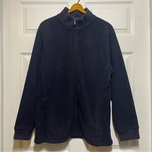 St. Johns Bay Mens Medium Full Zip Fleece Jacket Navy Blue Pockets Heavyweight